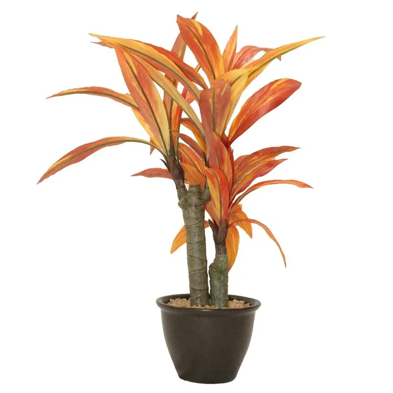 Artificial Orange Dracaena Bonsai Plant With White Ceramic Pot - 1.8 Feet media 4