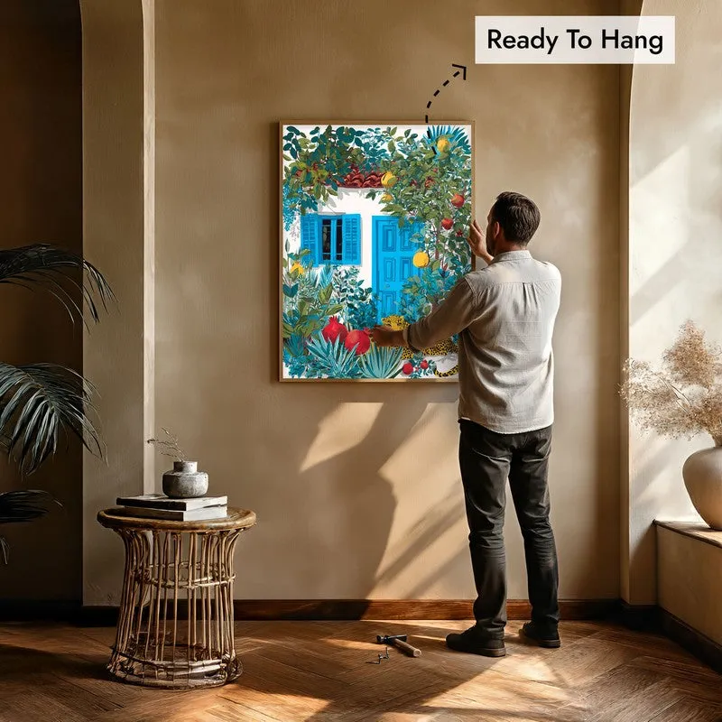 Floravista Botanical Blue Cottage Canvas Wall Painting With Brown Frame media 8