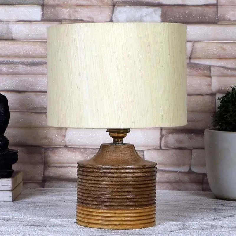 Bibboti Ribbed Fabric Table Lamp - Beige,Brown media 3