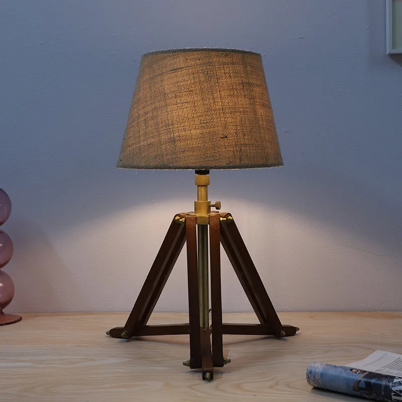 Tatami Tripod Mango Wood Table Lamp - Brown,Beige media 1