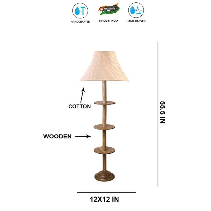 TierShimmer Conical Wooden Floor Lamp - White media 8