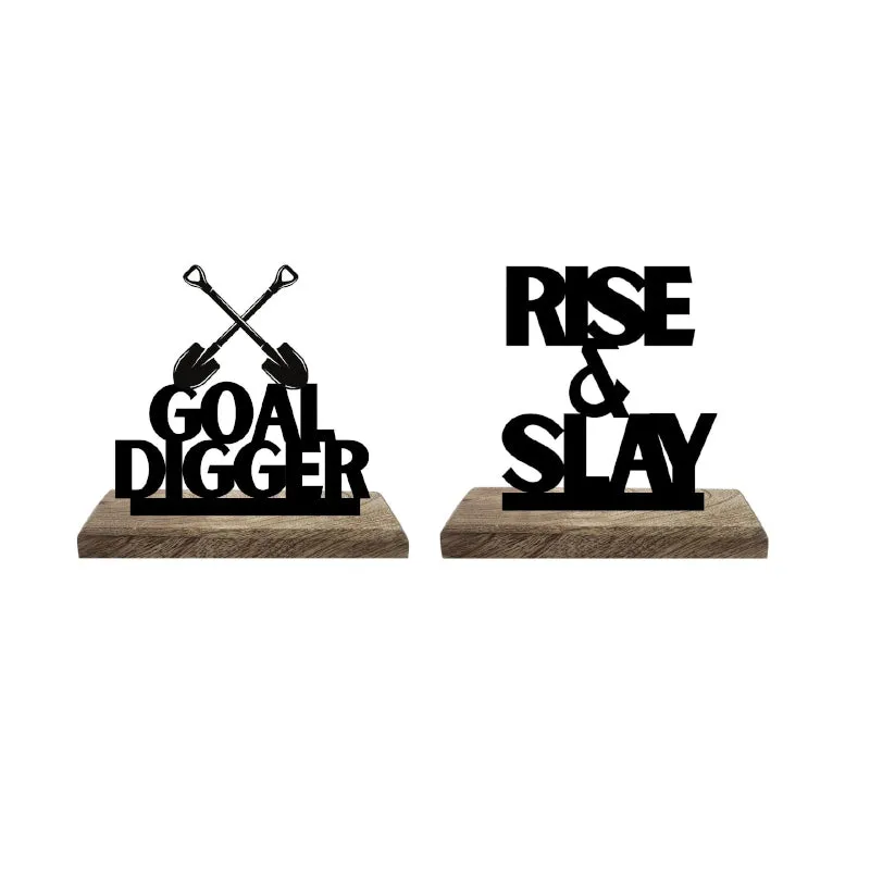 Rise Up Goal Digger Typography Showpiece - Set Of Two media 5