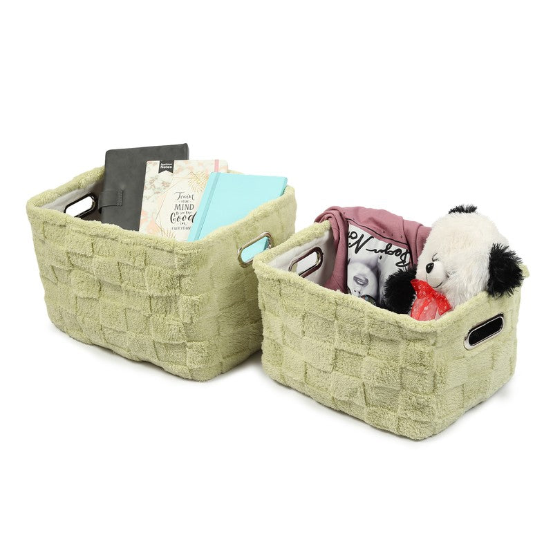 UrbanNest Fabric Storage Basket (Green) - Set of Two media 5