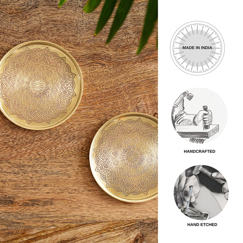 Mandala Mida Hand Etched Brass Coaster - Set Of Two image 4