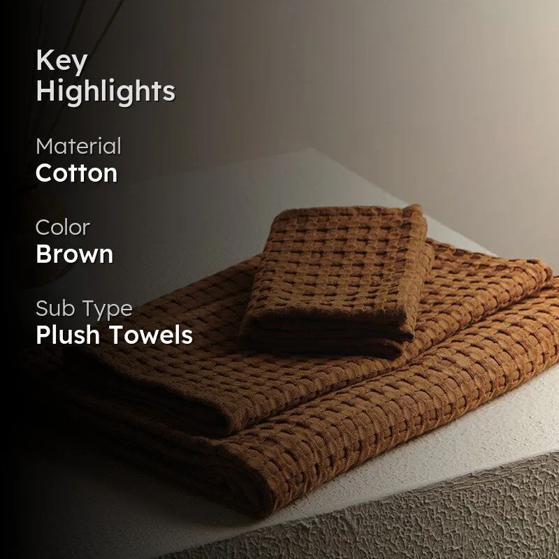 Beehive Waffle Towel Combo (Brown) - Four Piece Set media 2