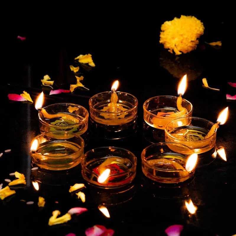 DivineGlow Traditional Borosilicate Glass Diya - Set Of Seven media 3
