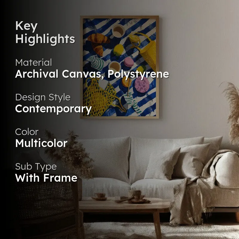 Morning Marina Canvas Wall Painting - Brown Frame media 2