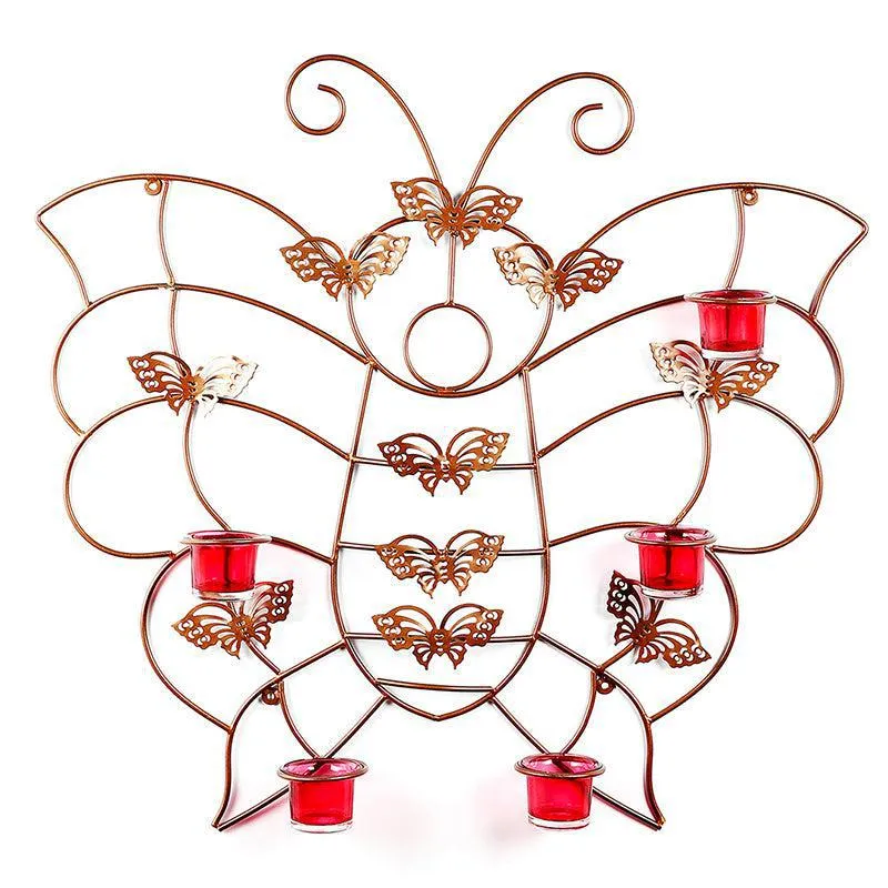 Sylva Wing Iron & Glass Tea Light Holder - Copper media 3