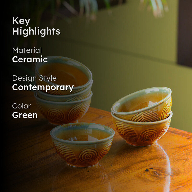 Mica Boulevard Hand Engraved  Snack Bowl (200 ML) - Set Of Six media 2