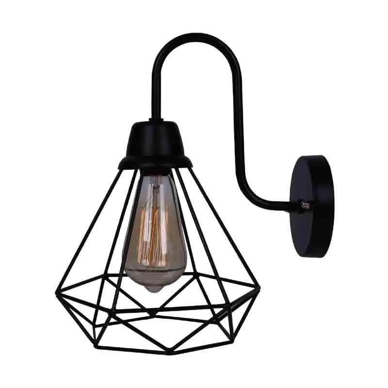 Dapper Diamond Metal Wall Lamp - Black media 3