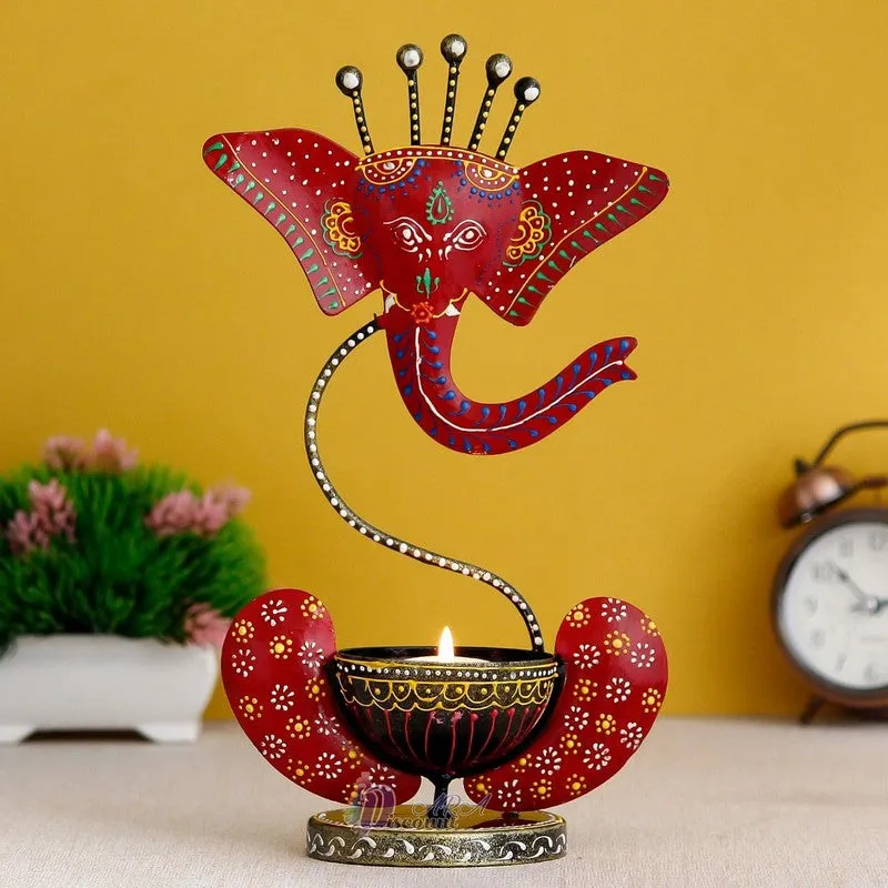 Aureum Glow Premium Candle Holder - Red,Black media 1