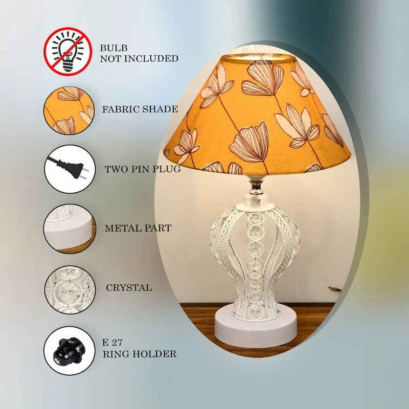 AuraCharm Elegant Bedside Metal Table Lamp - White,Yellow media 6