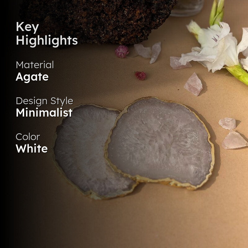 Celeste Handcrafted Crystal Agate Coaster (White) - Set Of Two media 2