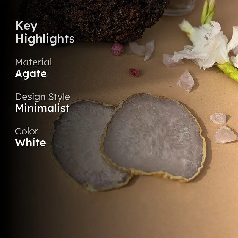 Celeste Handcrafted Crystal Agate Coaster (White) - Set Of Two media 2