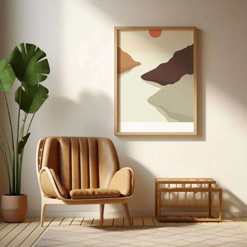 Crimson Horizon Archival Canvas Wall Art - Natural Brown Frame media 1