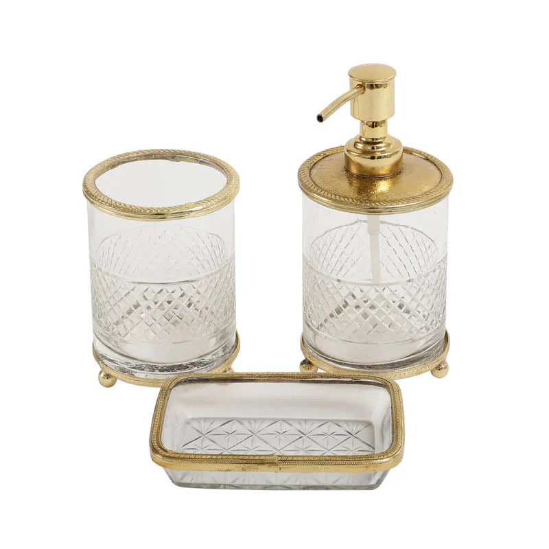 Roma Crystal Cut Bathroom Set - Gold media 3