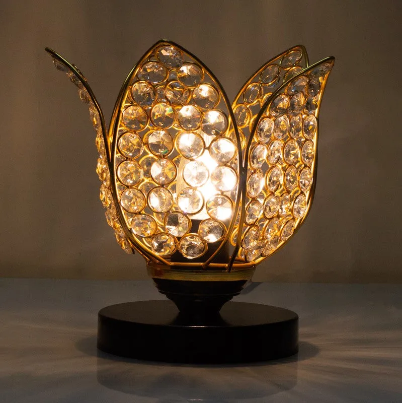 Floral Culture Metal Table Lamp - Gold,Black media 6