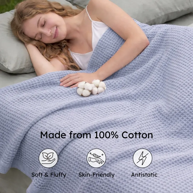 Axitra Wafel Weave Cotton Blanket - Grey media 5