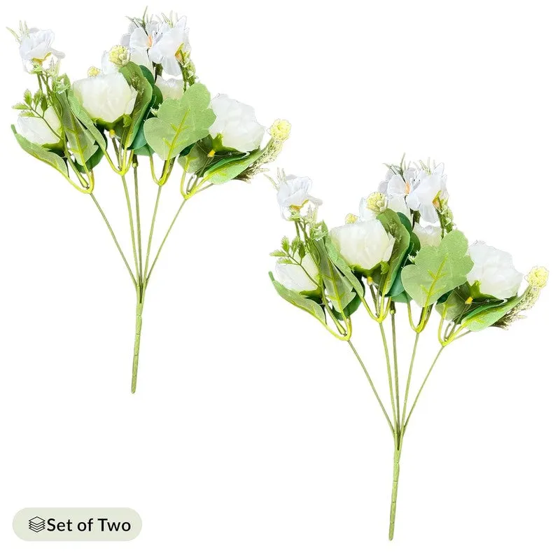 Whisper Rose Artificial Flower (White) - Set Of Two media 6