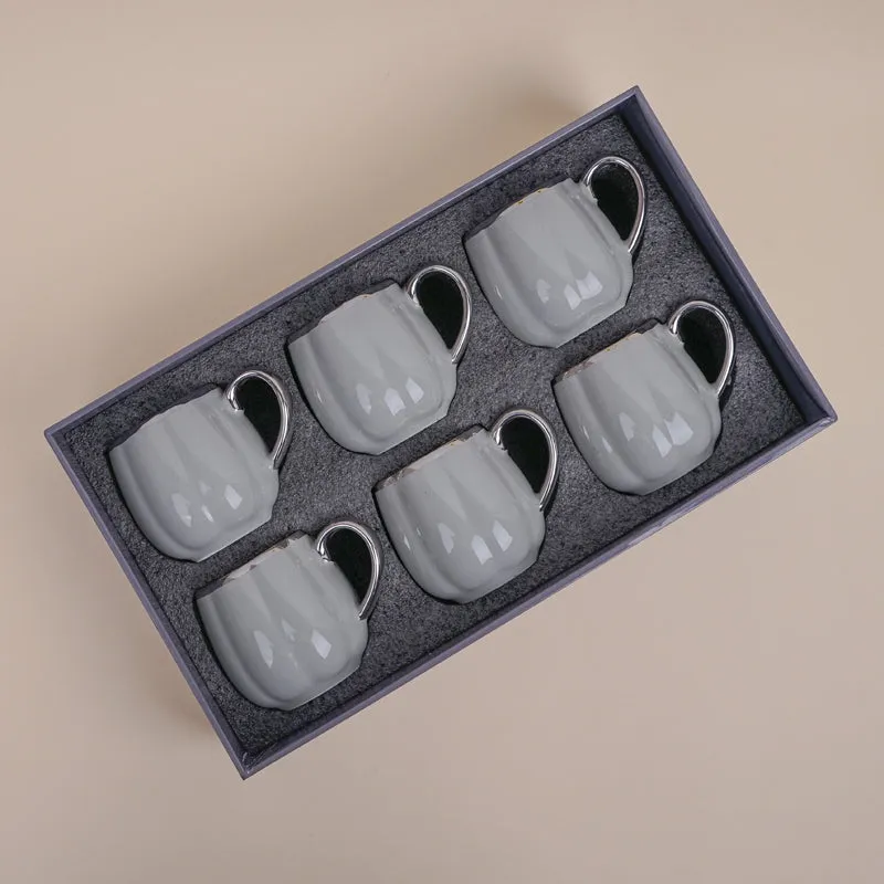 Magina Porcelain Tea Cup (180 mL Each/Grey) - Set of Six media 5