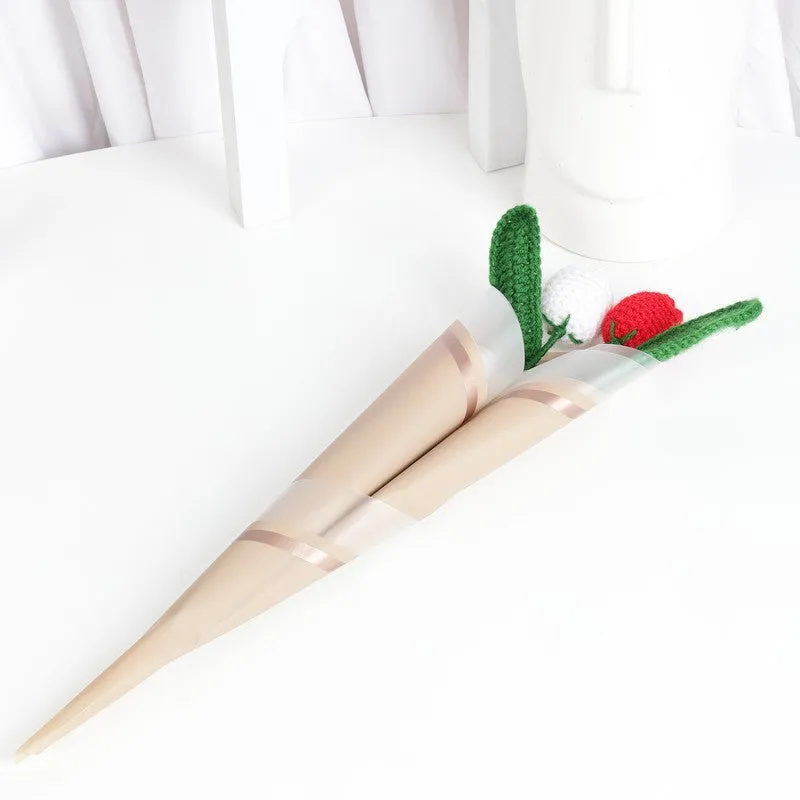Crochet Handmade Tulip Bouquet (Red,White) - Set Of Two media 4