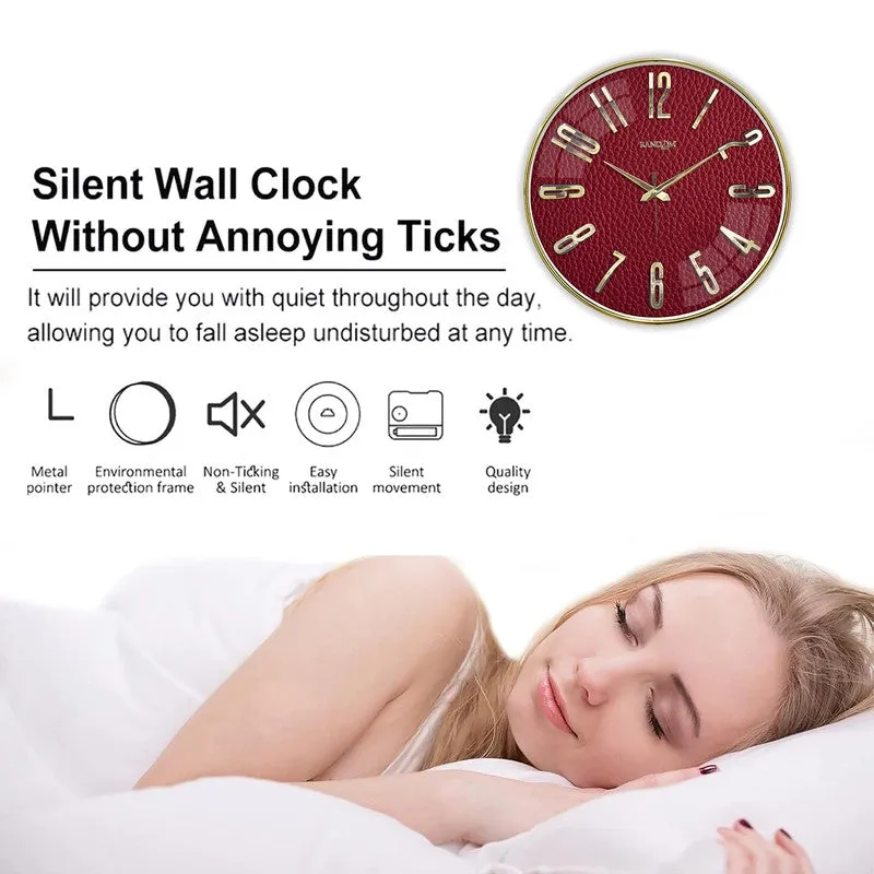 Elite Numeric Plastic Wall Clock - Maroon & Gold media 6