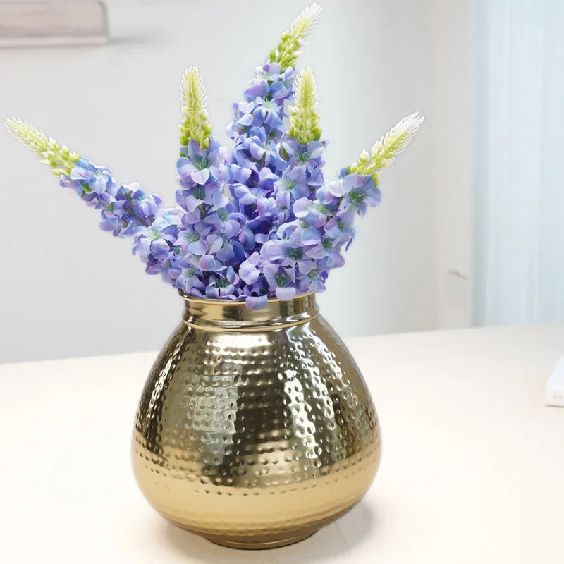 Florion Hammered Vase With Lupine Flowers media 7
