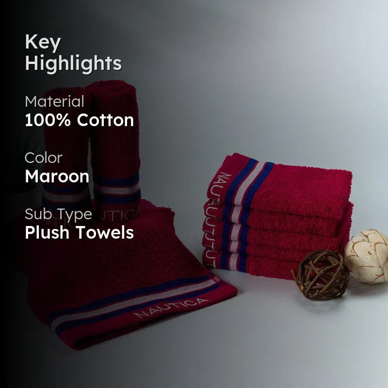 Nautica Dove Down Cotton Face Towel (Burgundy) - Set Of Eight media 2