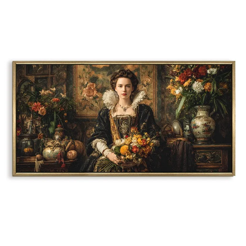 Gilded Bouquet Canvas Wall Painting With Frame media 3