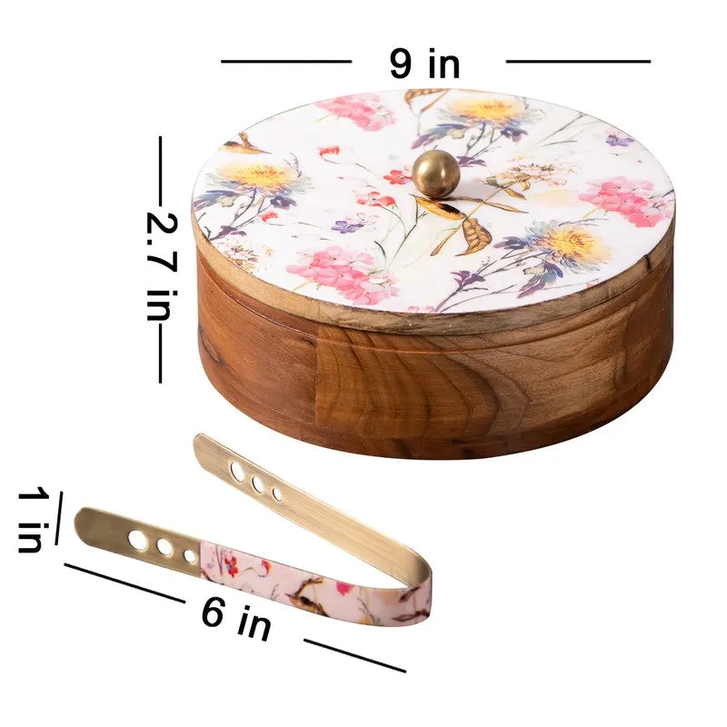 Opulia Teak Wood Round Masala Box - Three Piece Set media 10