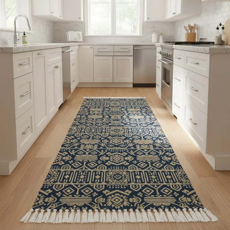 Indigo Geometric Runner Rug media 4