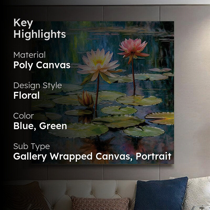 Water Lilies Wall Painting media 2