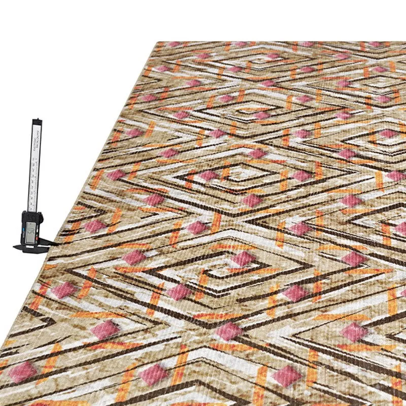 Angled view of the carpet surface with geometric pattern