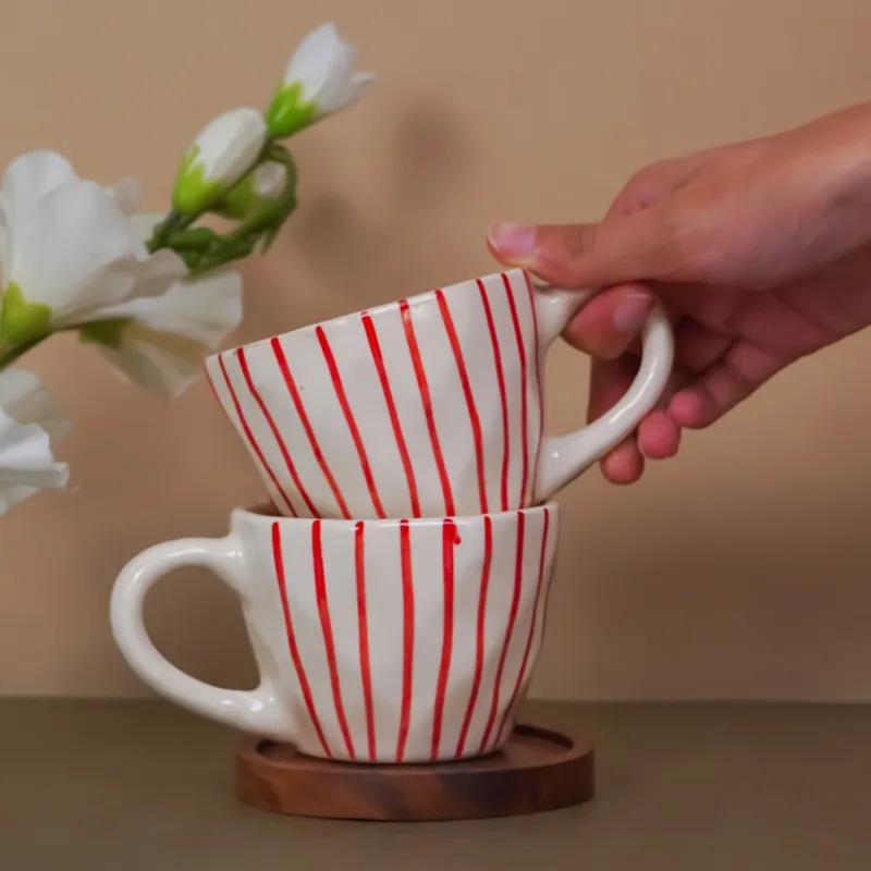 Calm Ceramic Tea Cup (240 mL Each) - Set Of Two media 3