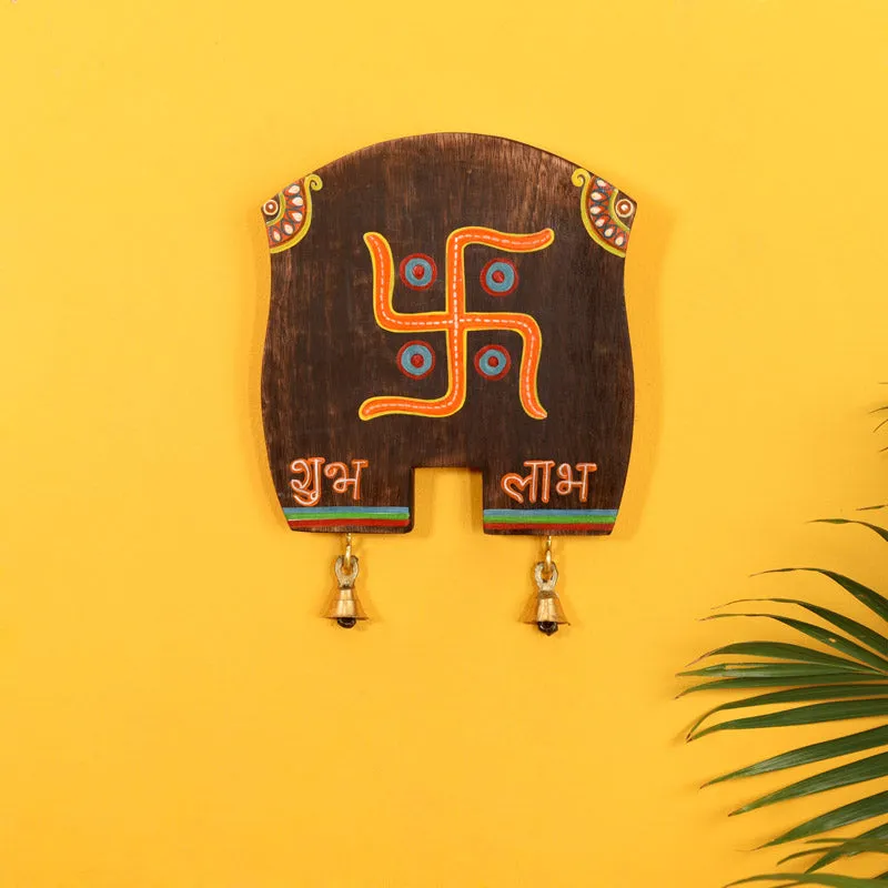 Swastika Mangal Handcrafted Wooden Wall Accent media 1
