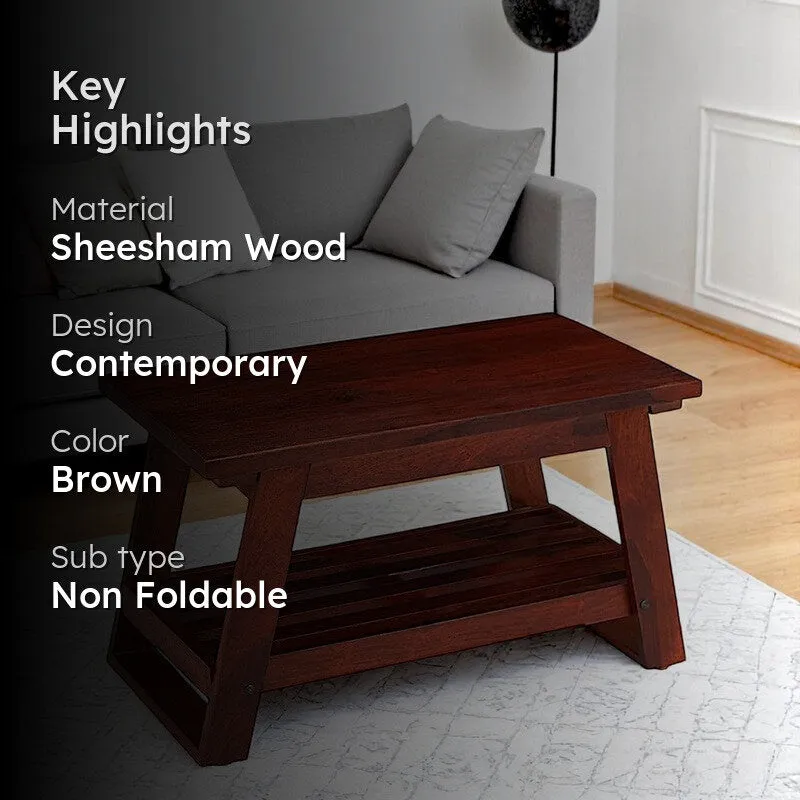 Axeron Sheesham Wooden Center Table - Rich Brown media 2