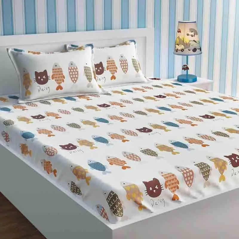 Daisy and the Fishes Cotton Bedsheet - 210 TC media 3