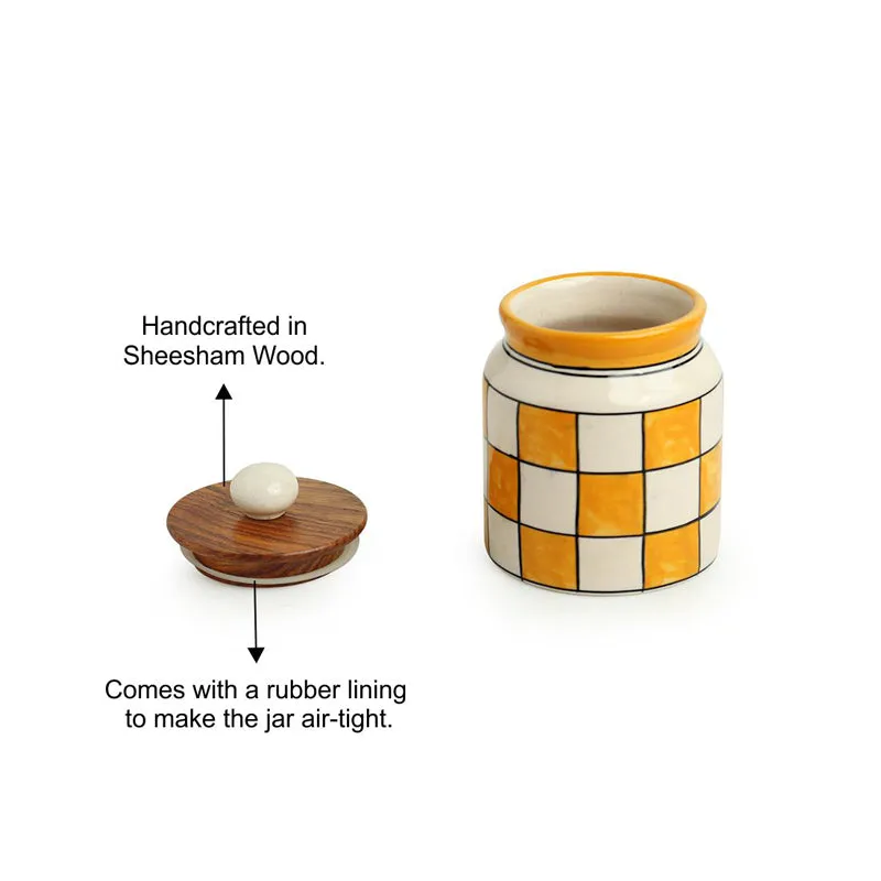 Chaturanga Handpainted Airtight Ceramic Jar (410 mL Each) - Set Of Two media 6