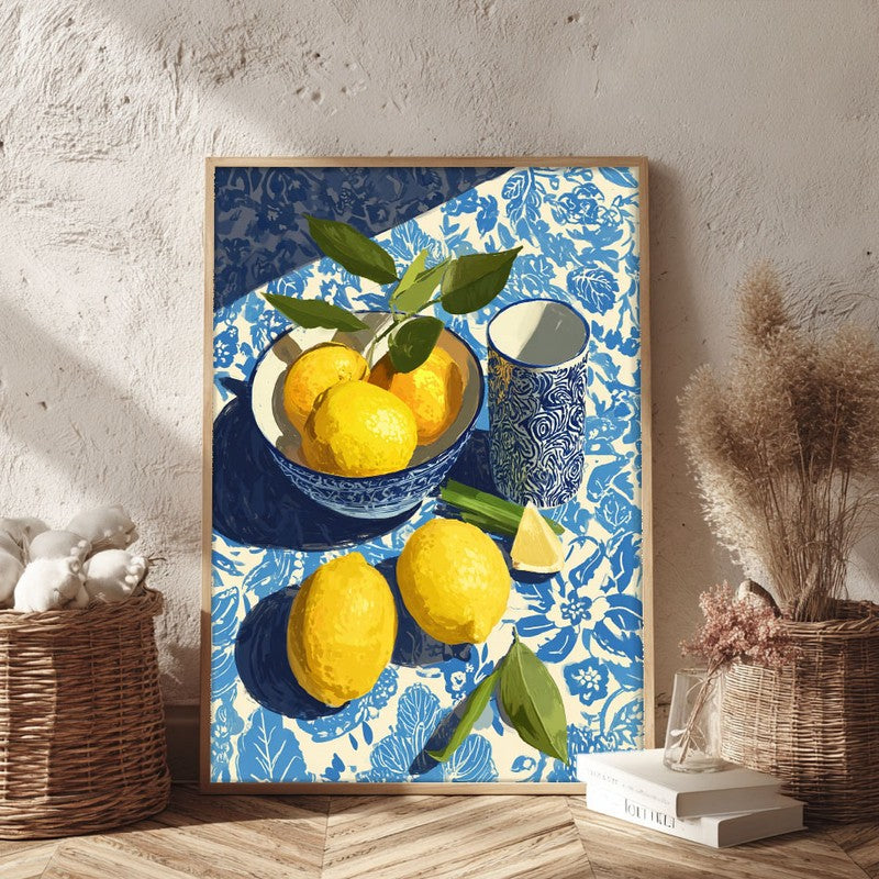 Zestara Lemon Canvas Wall Painting With Brown Frame media 3