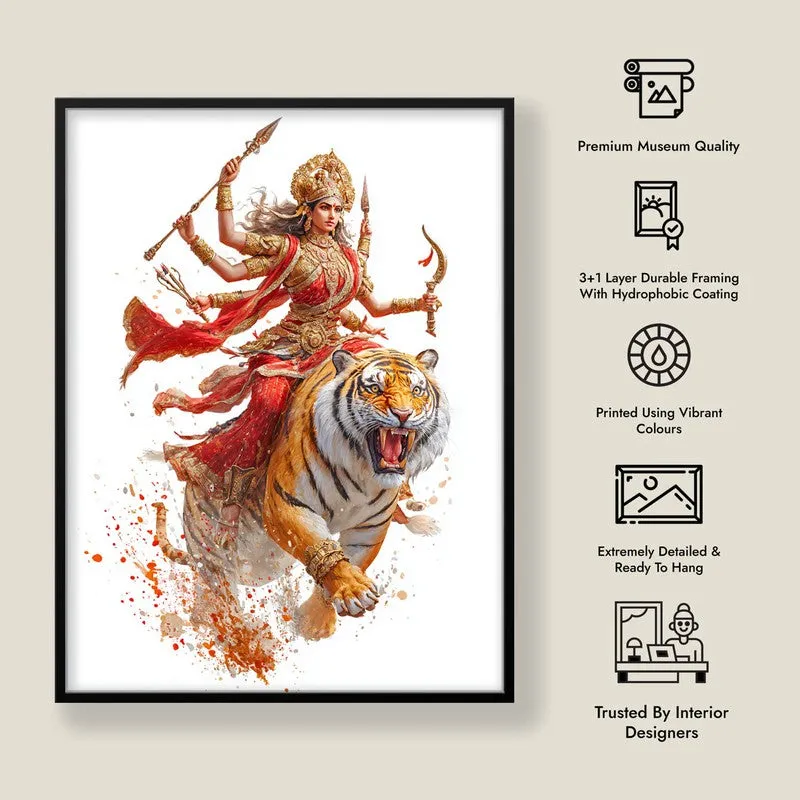 Maa Durga With Tiger Archival Paper Wall Art media 8