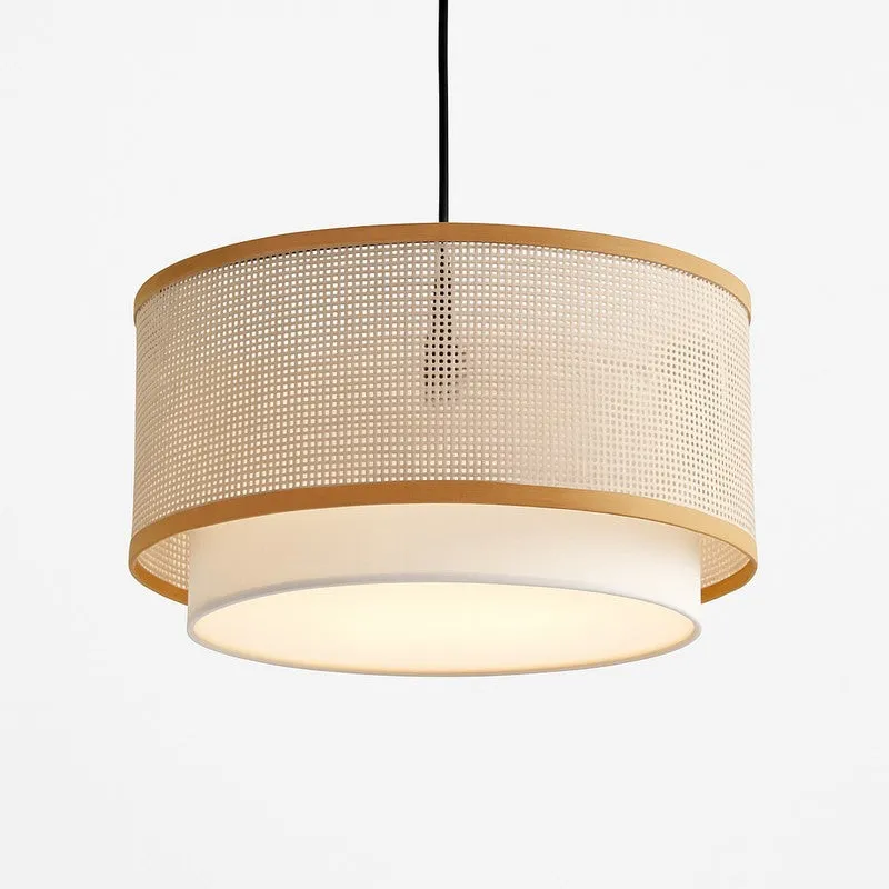 Wicker Light Cane & Metal Ceiling Lamp media 3