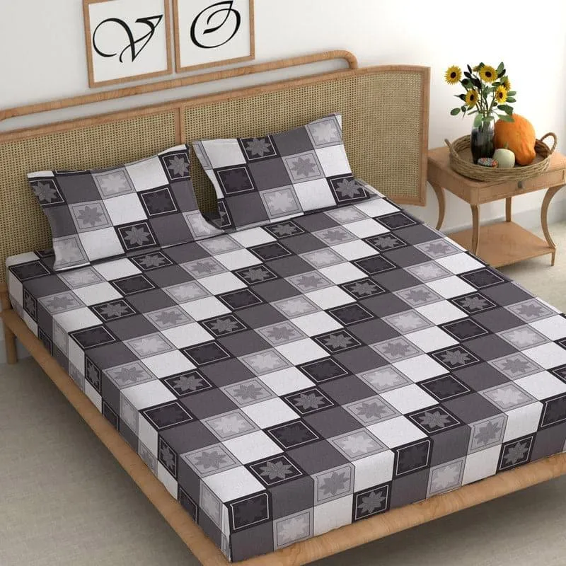 Raiva Printed Microfiber Bedsheet (Lava Grey) - 180 GSM media 1