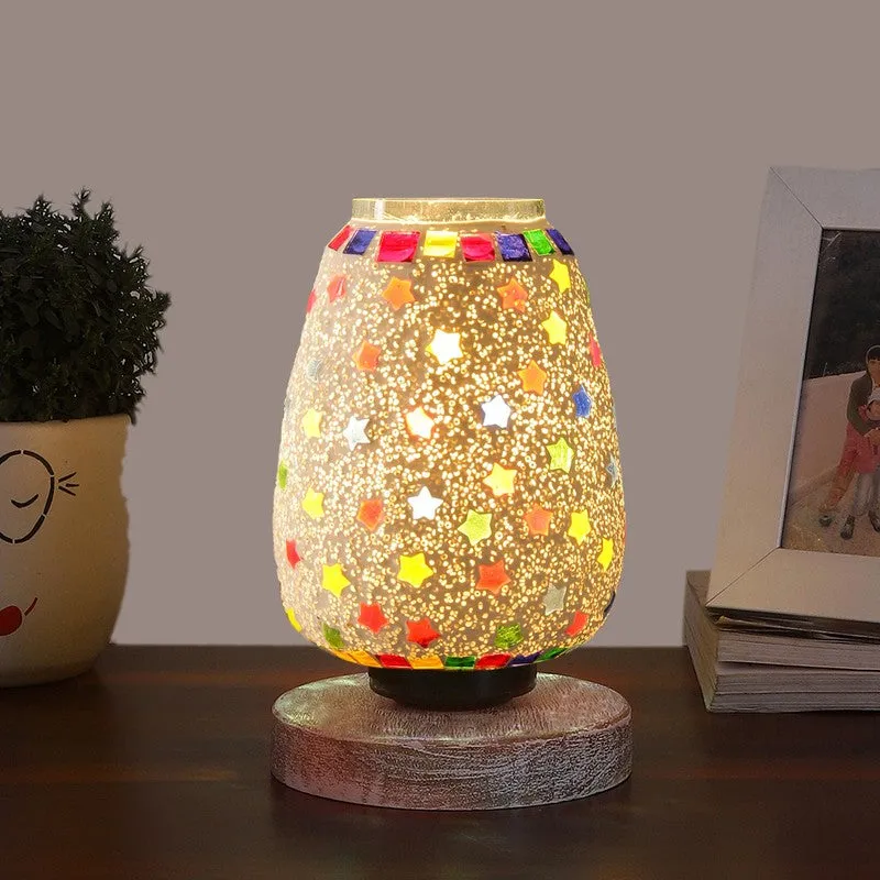 Glisso Glass Table Lamp With Wooden Base - Multicolor media 3