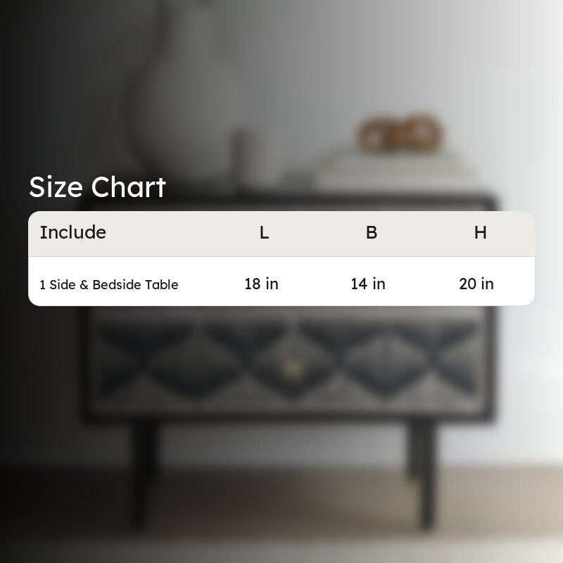 Modern Black Bone Inlay Bedside Table media 10