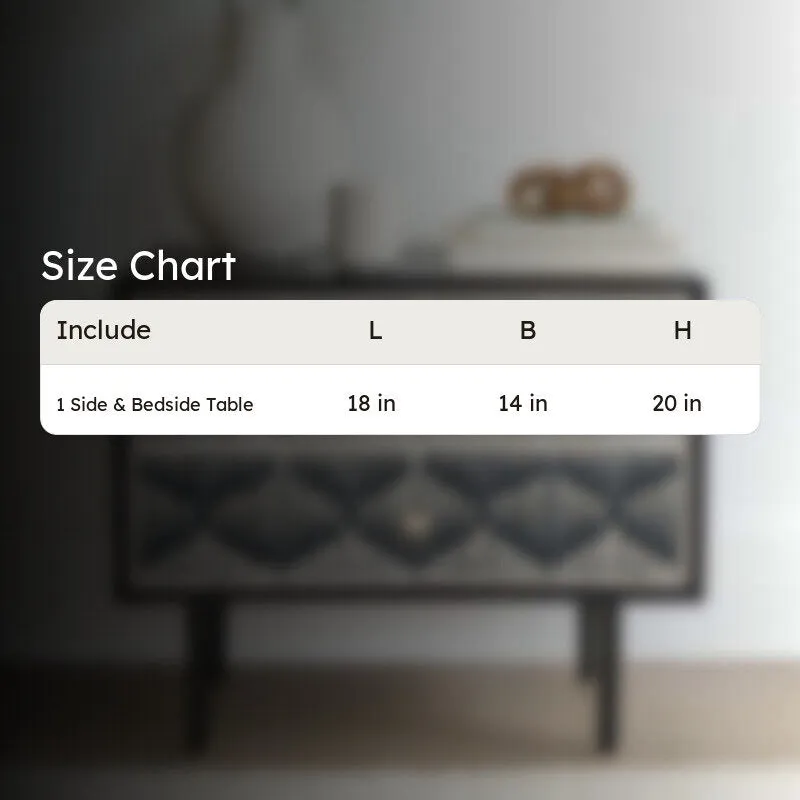 Modern Black Bone Inlay Bedside Table media 10