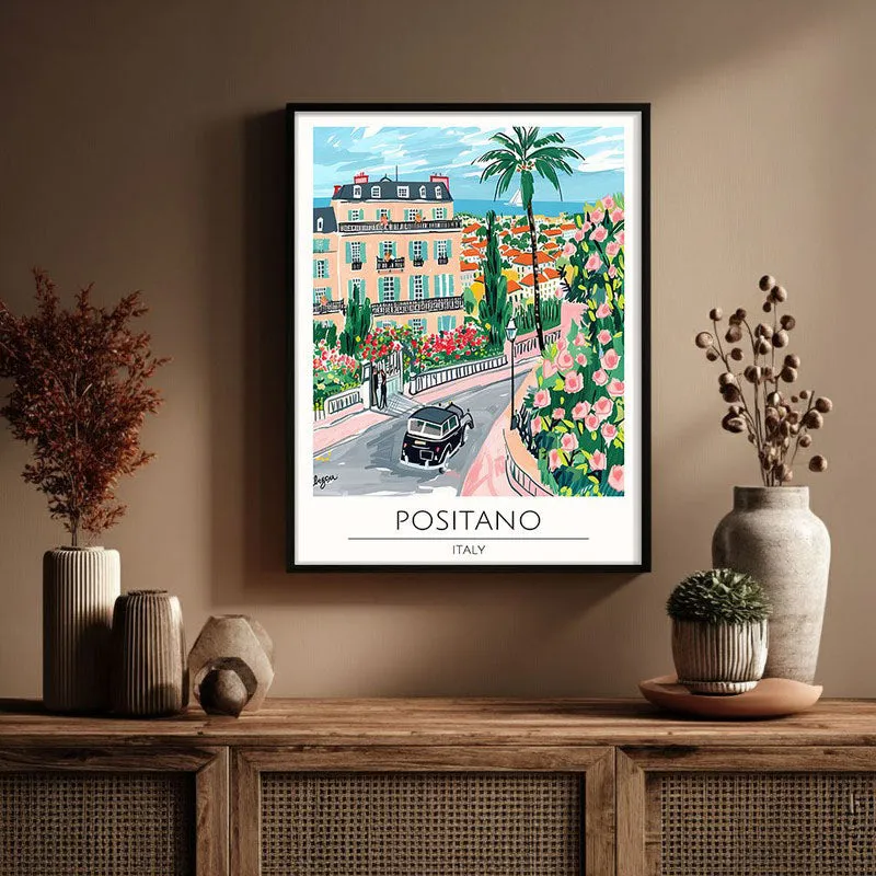 Vintage Positano Framed Canvas Wall Painting media 3