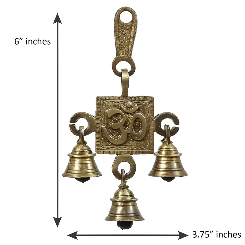 Om Brass Brass Wall Hanging With Bells media 7