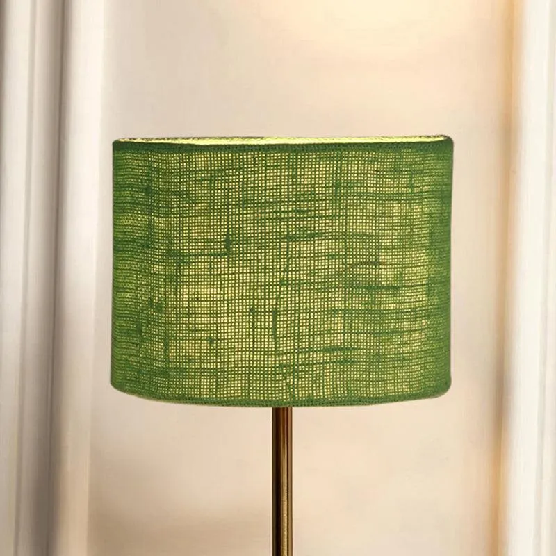 Loft Gleam Jute & Metal Table Lamp (Drum) - Green,Gold media 3