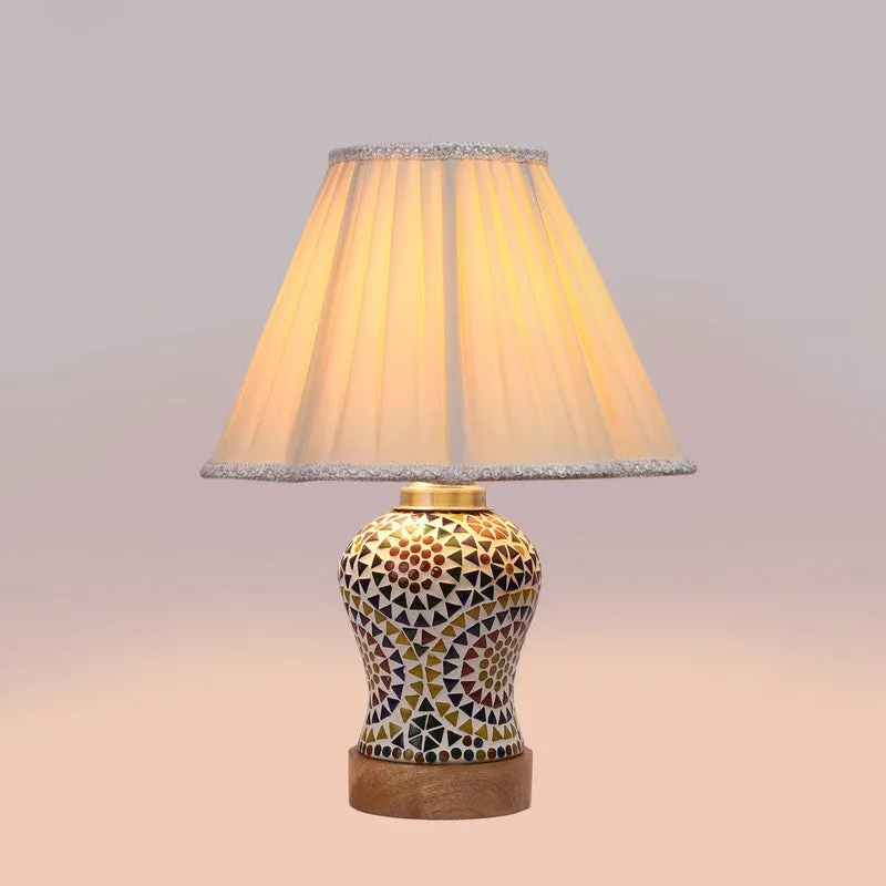 Aurenique Pleated Wooden Table Lamp - Multicolor media 6