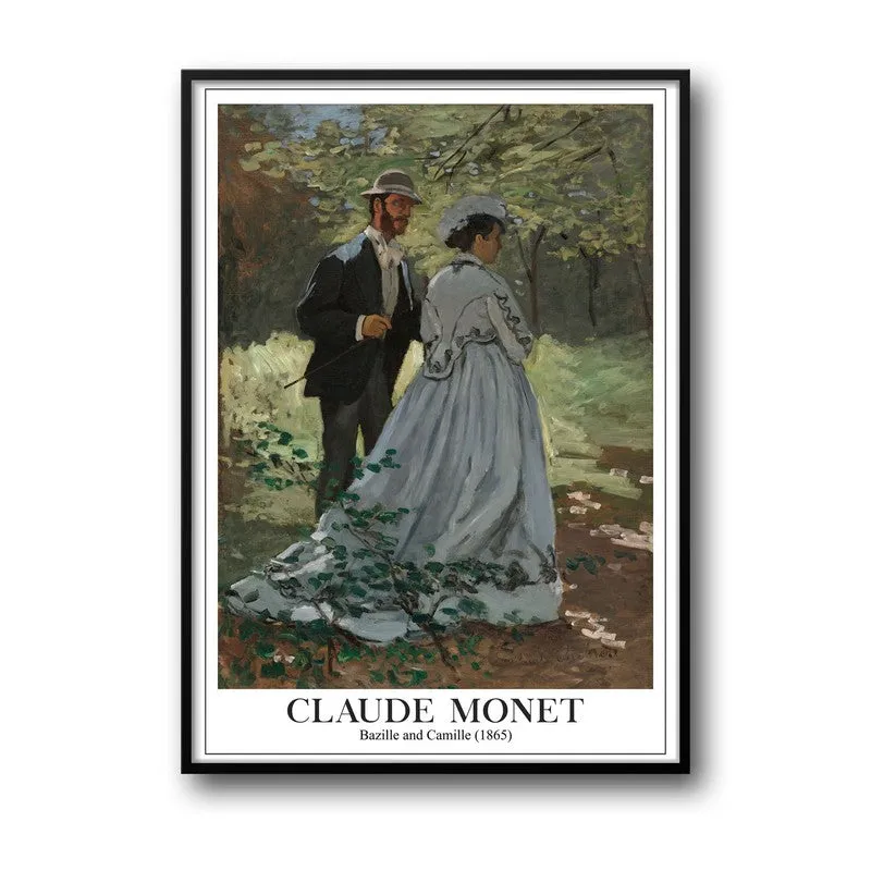 Bazille and Camille, 1865 - Claude Monet Archival Canvas Wall Art - Black Frame media 5